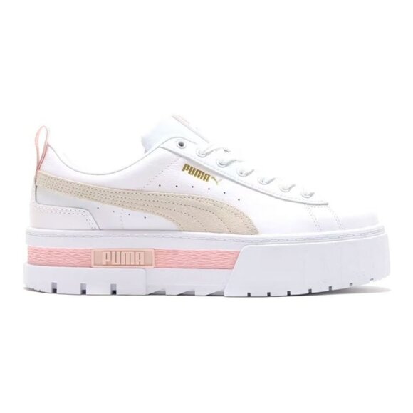 PUMA Mayze Platform Sneakers – White/Pink/Tan | Women’s Size 7.5 - Picture 1 of 10